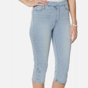 DG2 Diane Gilman Denim Pull-on Pedal Pusher Chambray (Size Large Tall)